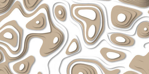 Abstract wavy line 3d paper cut white and brown textrue  background. Paper cut vector art background banner texture website template, 3D papercut layers.   realistic papercut decoration texture