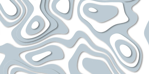 Abstract design with blue and white background . Topographic map in paper cut style. paper cut texture for topography website template or smooth origami paper shape concept.