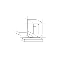 JD monogram logo with grid lines method