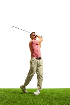 On vibrant, emerald fairway, golfer's flawless form and meticulous technique radiate expertise, painting picture of grace and control.