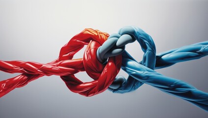 knot in a blue and red rope