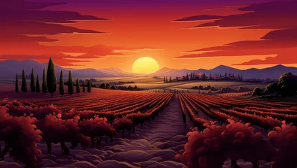 Gardinen sunset over the vineyard valley © FR-Studio