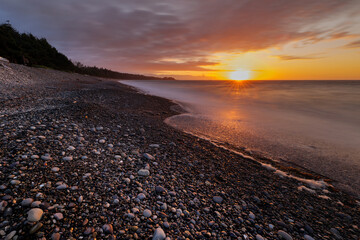 Sunset on the Agate Beach on the north shore of Haida Gwaii, British Columbia, Canada
