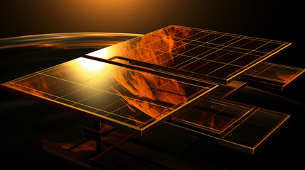 Modern solar panels in the future, solar energy, modern design, and clean energy for a brighter future