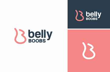 Initial Letter B Baby Boobs Belly Beauty Body for Prenatal Pregnancy Woman Logo Design