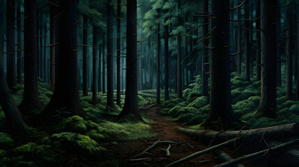 Fototapeta premium dark forest in the forest