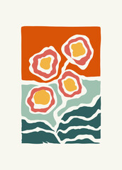 Floral abstract elements. Botanical composition. Modern trendy Matisse minimal style. Floral poster, invite. Vector arrangements for greeting card or invitation design