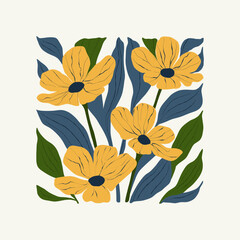 Floral abstract elements. Botanical composition. Modern trendy Matisse minimal style. Floral poster, invite. Vector arrangements for greeting card or invitation design