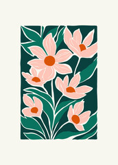 Floral abstract elements. Botanical composition. Modern trendy Matisse minimal style. Floral poster, invite. Vector arrangements for greeting card or invitation design © KozyPlace
