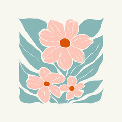 Floral abstract elements. Botanical composition. Modern trendy Matisse minimal style. Floral poster, invite. Vector arrangements for greeting card or invitation design