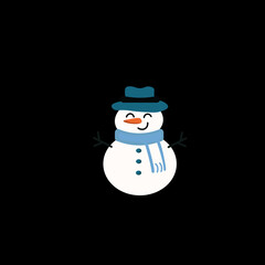 Snowman with Christmas Hat and Scarf, White Christman in Winter Wonderland with Snowman, Christmas Decoration