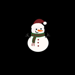 Snowman with Christmas Hat and Scarf, White Christman in Winter Wonderland with Snowman, Christmas Decoration