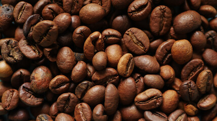 Close up coffee beans texture. Caffeine drink