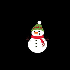Snowman with Christmas Hat and Scarf, White Christman in Winter Wonderland with Snowman, Christmas Decoration