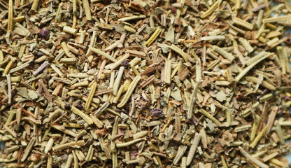 Dried herbs texture. Organic Seasoning close up
