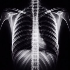 X-ray of a person's spine and ribs