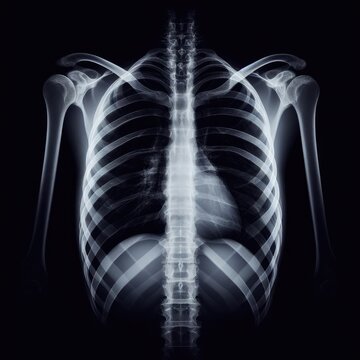 X-ray of a person's spine and ribs