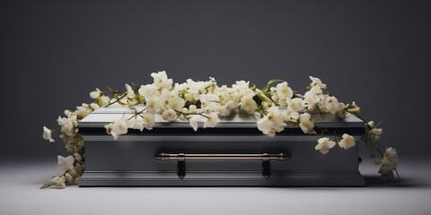 Beautiful Flowers In Coffin At Funeral