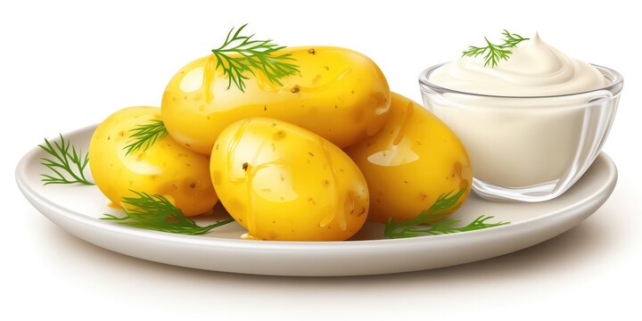 Boiled Potato Served With Tangy Curd On The Side