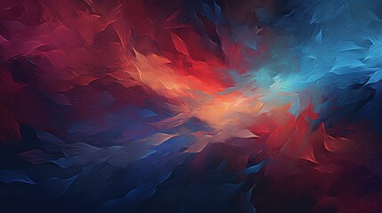  an abstract painting of red, blue, and orange colors.  generative ai