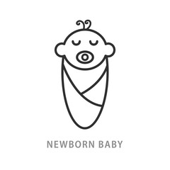 Newborn Baby Line Icon Kids Care Logo Linear Shape