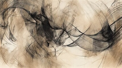  a black and white drawing of a horse with long manes.  generative ai