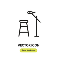 Open Mic icon vector. Linear-style sign for mobile concept and web design. Open Mic symbol illustration. Pixel vector graphics - Vector.	