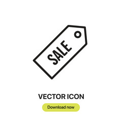 Sale icon vector. Linear-style sign for mobile concept and web design. Sale symbol illustration. Pixel vector graphics - Vector.