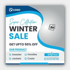 Fototapeta premium Winter sale social media promotion banner template