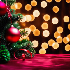 Christmas Decoration on Table: Festive Bokeh Blur