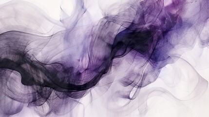  a purple and black smoke swirls in the air on a white background.  generative ai