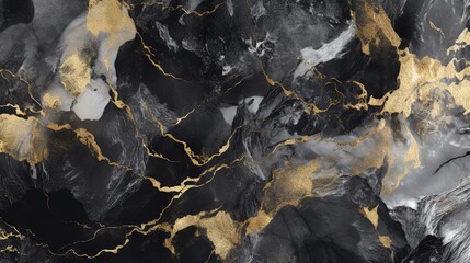  a black and gold marble wallpaper with a black background.  generative ai