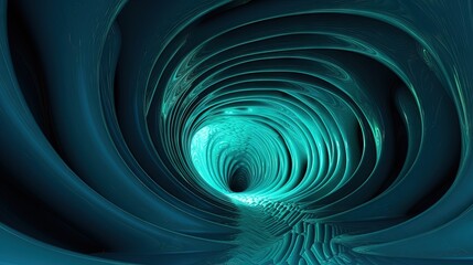  a tunnel of blue water with a person walking through it.  generative ai