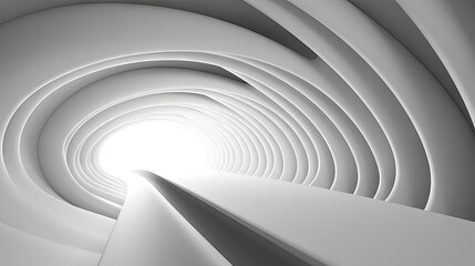  a white tunnel with a light at the end of it.  generative ai