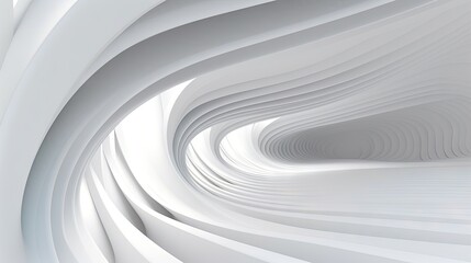 an abstract white background with wavy lines and a light at the end of the tunnel.  generative ai