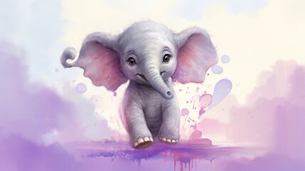  a painting of a baby elephant sitting on top of a table.  generative ai