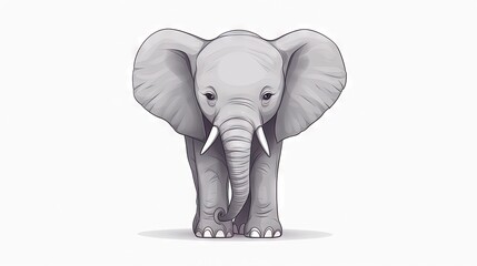  an elephant standing on a white surface with a white background.  generative ai