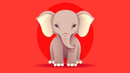  a small elephant sitting on top of a red floor next to a red circle.  generative ai