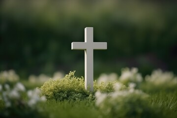 Catholic Cemetery Grave Marker, Cross, Peaceful Serenity