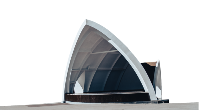 Park outdoor opening cinema theatre concept photo. Theater in autumn with trees in parkland