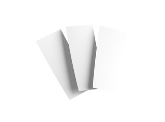 Blank 4x9 Rack Card Sized Flyers to present your design. 3d render on a transparent background