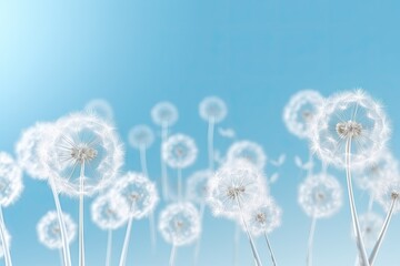 Obraz premium Beautiful fantasy abstract 3d dandelions on a light