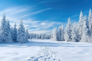Beautiful panorama of nature of winter forest