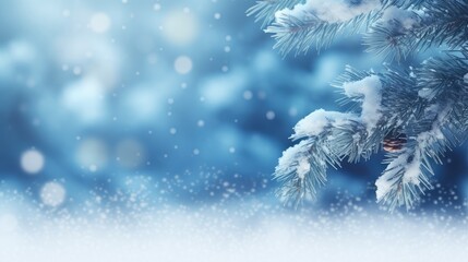 Blue winter christmas nature background frame