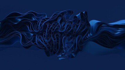 Deep blue waves and swirls create a serene and fluid abstract design, evoking the depths of the ocean in this 3d illustration