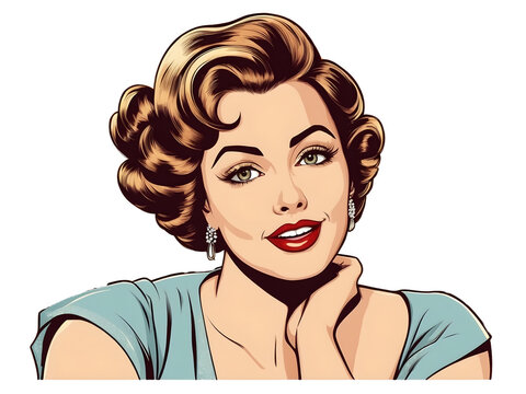 A shorthair woman with retro vintage style. 