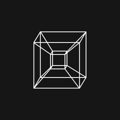 Cube Four Dimensional Object Sign Symbol Design Vector