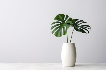 Leaf background plant monstera in white vase