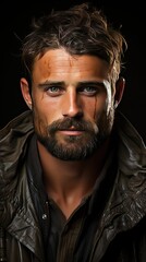 Obraz premium Multiple portrait of a handsome and muscular athlete. Model illustration. Generative AI