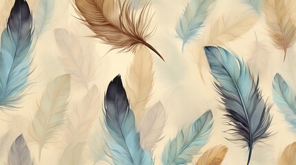  a group of feathers with different colors on a white background.  generative ai
